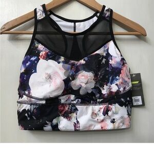 Old Navy NWOT SZ XXL Floral Mesh Sports Bra - BlacK Racer Back GO DRY